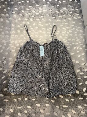 LOFT Black & White Printed Thin-Strap Camisole